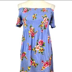 NWOT Ambience Light Blue Floral, Off-shoulder Mini Dress, Medium